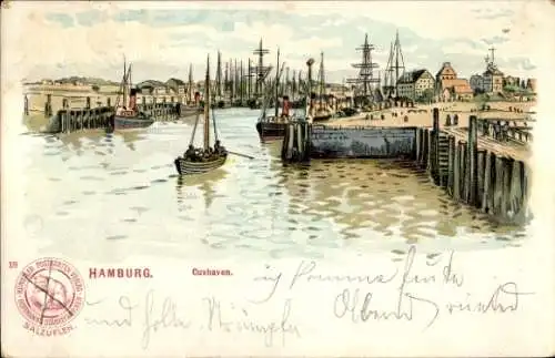 Litho Cuxhaven, Hafen, Hoffmanns Stärkefabriken Salzuflen