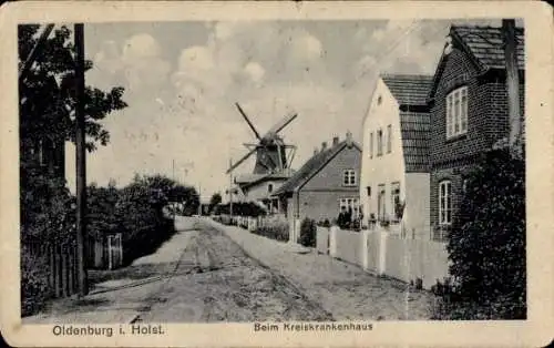 Ak Oldenburg in Holstein, Kreiskrankenhaus, Windmühle