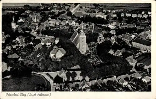 Ak Burg auf der Insel Fehmarn, Fliegeraufnahme, Kirche