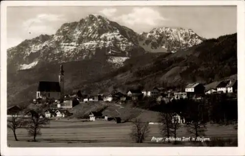 Ak Anger in Oberbayern, Totalansicht, schönstes Dorf in Bayern, Gebirge
