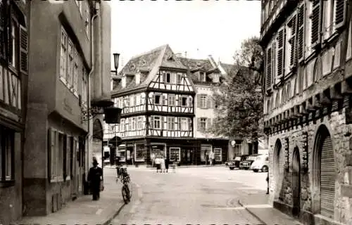 Ak Bensheim an der Bergstraße in Hessen, Partie am Markt, Fachwerkhaus