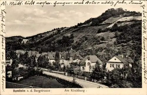 Ak Bensheim an der Bergstraße in Hessen, Am Kirchberg, Straßenpartie mit Wohnhäusern