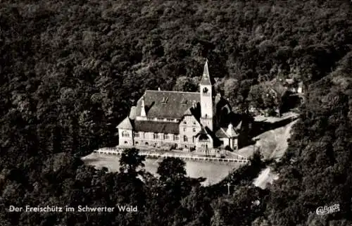 Ak Schwerte, Der Freischütz im Schwerter Wald, Fliegeraufnahme