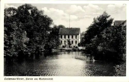 Ak Stolzenau an der Mittelweser, Partie am Mühlenteich mit Haus