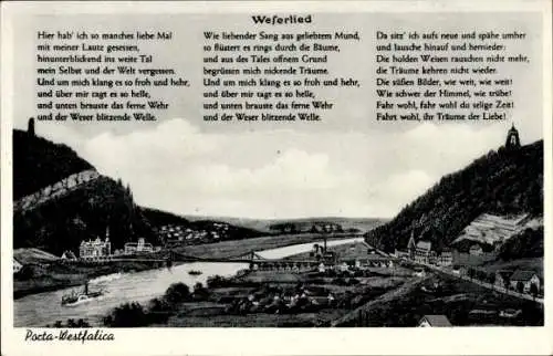 Ak Porta Westfalica an der Weser, Weserlied