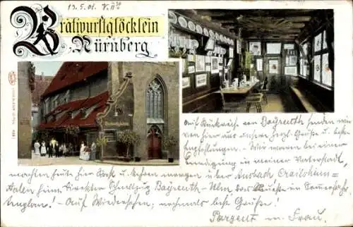 Ak Nürnberg in Mittelfranken, Bratwurstglöcklein, Inneres