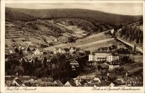 Ak Bad Orb im Main Kinzig Kreis Hessen, Blick auf das Spessart Sanatorium, Felder, Wald