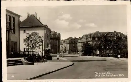 Ak Glauchau an der Zwickauer Mulde in Sachsen, Glauchauer Hof, Straßenpartie