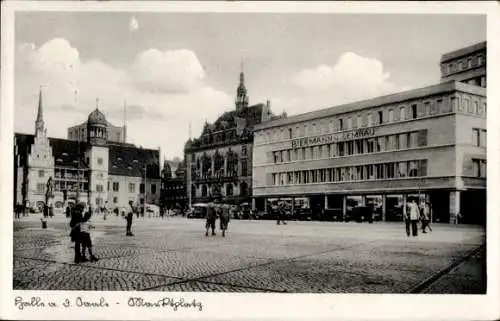 Ak Halle an der Saale, Marktplatz, Handlung Biermann und Semrau