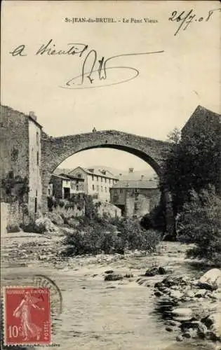 Ak Saint Jean du Bruel Aveyron, Le Pont Vieux