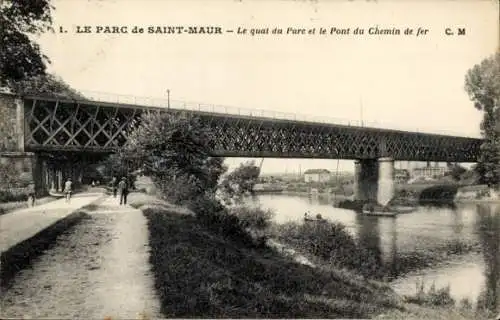 Ak Le Parc de Saint Maur Val de Marne, Quai du Parc, Eisenbahnbrücke