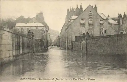 Ak Besançon Doubs, Überschwemmungen im Januar 1910, Rue Charles-Nodier