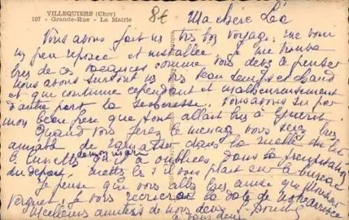 Ak Villequiers Cher, Grande Rue, Rathaus