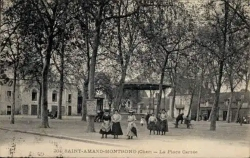 Ak Saint Amand Montrond Cher, Place Carrée, Kiosk