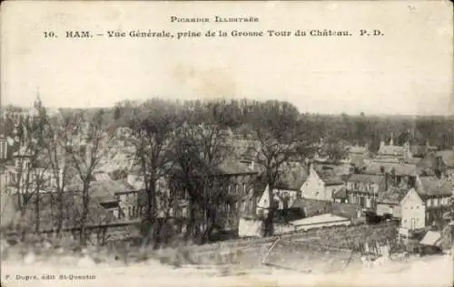 Ak Ham Somme, Vue Générale, prise de la Grosse Tour du Chateau