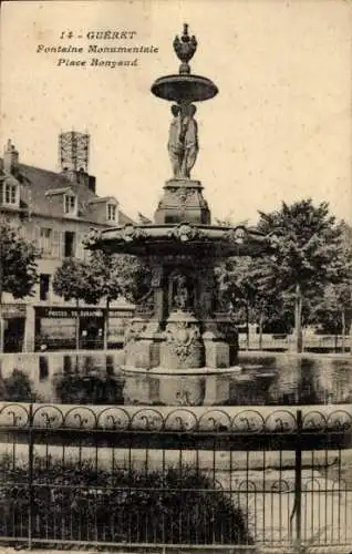 Ak Gueret Creuse, Fontaine Monumentale, Place Bonyaud