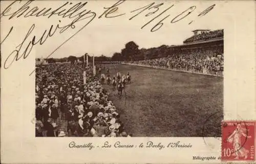 Ak Chantilly Oise, Le Courses : le Derby, l´Arrivée, Pferderennen