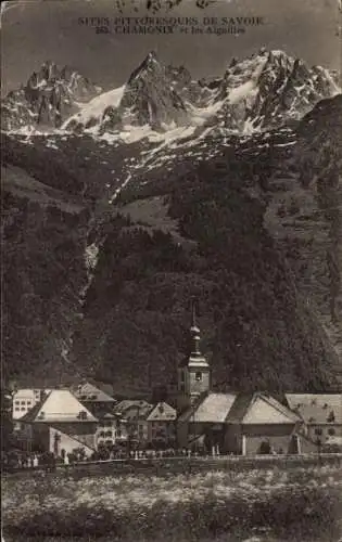 Ak Chamonix Mont Blanc Haute Savoie, Gesamtansicht, Aiguilles