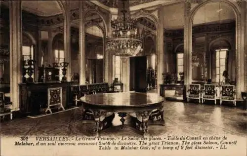 Ak Versailles Yvelines, Grand Trianon, Eisdiele, Ratstisch aus Malabar-Eiche