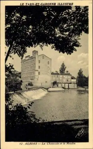 Ak Albias Tarn et Garonne, Chaussée, Moulin