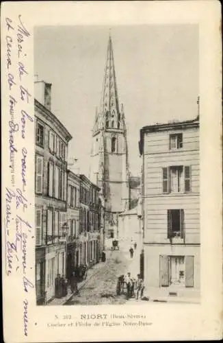 Ak Niort Deux Sèvres, Clocher et Fleche de l'Eglise Notre Dame