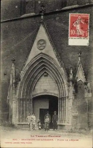 Ak Beaumont de Lomagne Tarn et Garonne, Kirche, Portal