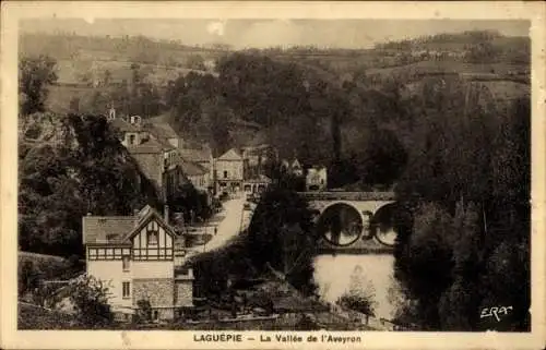 Ak Laguépie Tarn et Garonne, Panorama, La Vallee de l'Aveyron