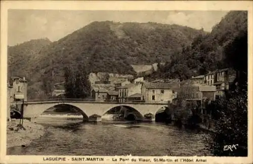 Ak Laguépie Tarn et Garonne, Pont du Viaur, St. Martin, Hotel Arnal