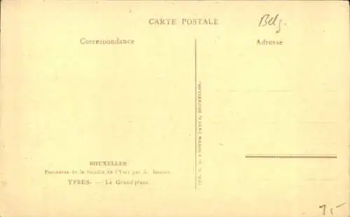 Künstler Ak Bastien, A.,Ypres Westflandern, Panorama de la bataille de l'Yser, Grande place