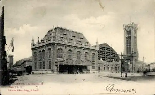 Ak Ostende Ostende Westflandern, Bahnhof