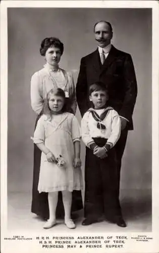 Ak Prinz Alexander von Teck, Prinzessin Alice, Prinzessin May, Prinz Rupert