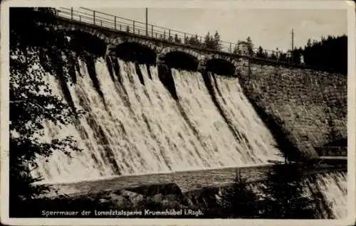 Ak Karpacz Krummhübel im Riesengebirge Schlesien, Lomnitztalsperre, Sperrmauer