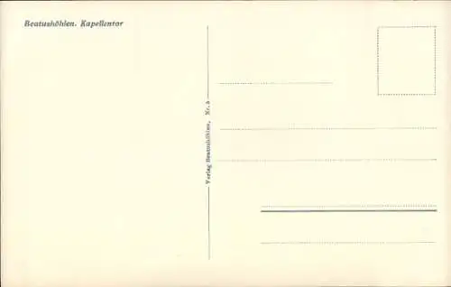 Ak Beatenberg Kt. Bern Schweiz, Beatushöhlen, Kapellentor
