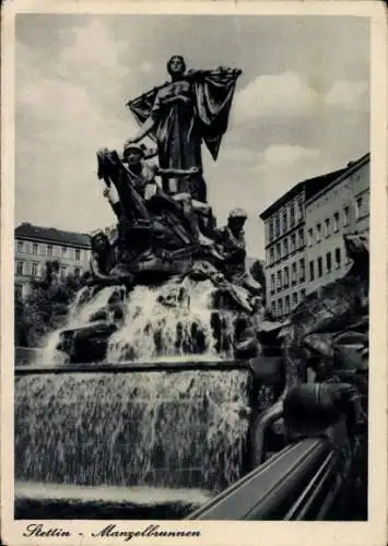 Ak Szczecin Stettin Pommern, Manzelbrunnen