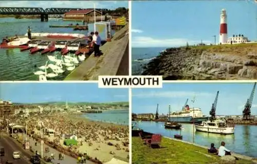 Ak Weymouth Südwestengland, Leuchtturm, Portland Bill, Strand, Hafen