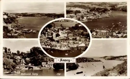 Ak Fowey Cornwall England, Fluss, Bodinnick Fähre, Stadt