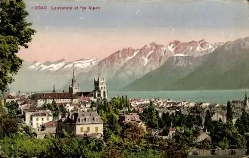 Ak Lausanne Kanton Waadt, Panorama, Alpen