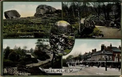 Ak Ilkley Yorkshire England, Kuh und Kalb Felsen, der Hain