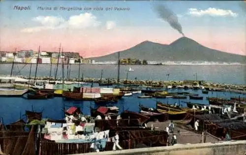 Ak Neapel Campania, Marina di Mergellina, Vesuvio