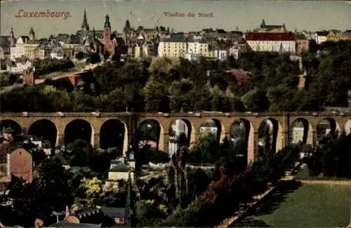 Ak Luxemburg Luxembourg, Viadukt, Stadtpanorama