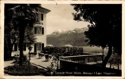 Ak Brissago Lago Maggiore Kanton Tessin, Hotel Myrte, Terrasse