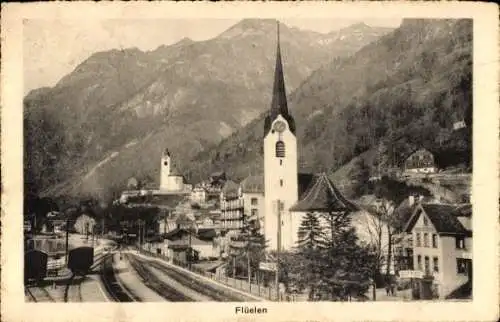 Ak Flüelen Kanton Uri Schweiz, Teilansicht mit Kirche