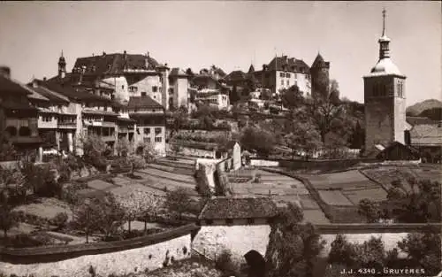 Ak Gruyères Kanton Freiburg Schweiz, Schloss, Kirche