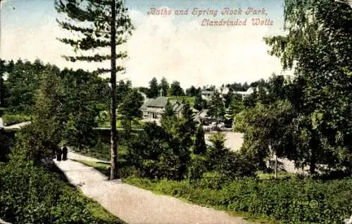 Ak Llandrindod Wells Wales, Bäder und Spring Rock Park