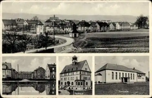 Ak Crossen an der Mulde Zwickau Sachsen, Totale, Rathaus, Turnhalle