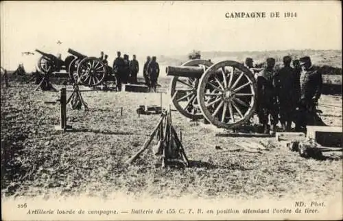 Ak Artillerie lourde de campagne, Batterie de 155 C.T.R. en position