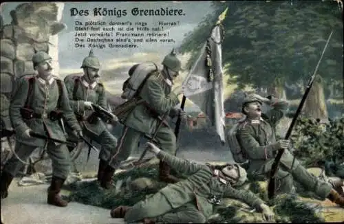 Ak Des Königs Grenadiere, Verletzte, Bannerträger, Gewehr, R & K / L 2584 4