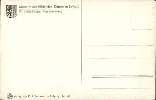 Künstler Ak Didier-Pouget, W., Abendstimmung, Teich, Wiese