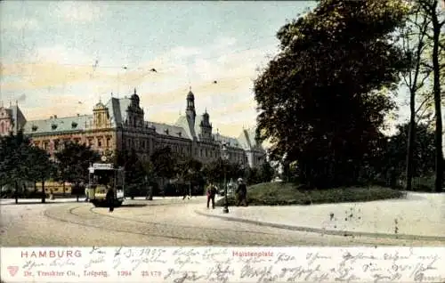 Ak Hamburg Mitte Altstadt, Holstenplatz, Rathaus, Straßenbahn