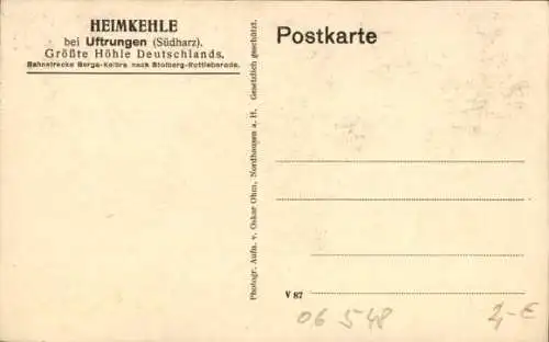 Ak Uftrungen Südharz, Höhle Heimkehle, Tyrahalle, Tyrasee